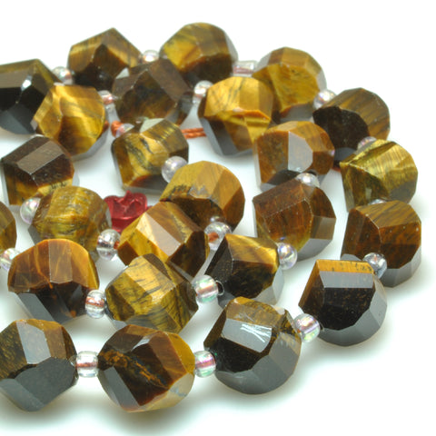 Natural Yellow Tiger's Eye faceted twist loose beads gemstone wholesale jewelry making bracelet necklace diy