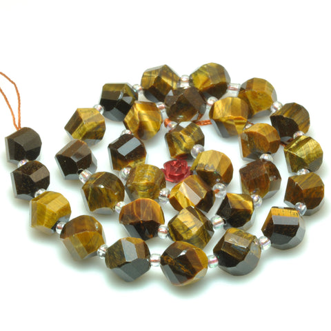 Natural Yellow Tiger's Eye faceted twist loose beads gemstone wholesale jewelry making bracelet necklace diy