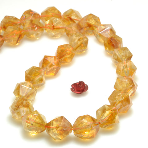 Natural citrine gemstone star faceted cut loose beads yellow crystal wholesale jewelry making bracelet necklace diy