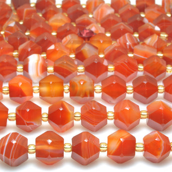 Red banded agate faceted geometry cut beads wholesale gemstone jewelry making bracelet necklace diy