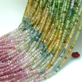 Natural tourmaline faceted rondelle beads rainbow gemstone wholesale jewelry making bracelet necklace diy