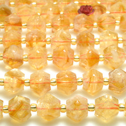 Natural citrine gemstone geometry cut faceted round loose beads yellow crystal wholesale jewelry making bracelet necklace diy