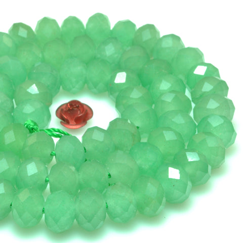 Natural green aventurine faceted rondelle beads wholesale loose gemstone jewelry making bracelet necklace diy