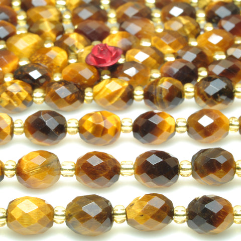 Natural yellow tiger eye stone faceted rice beads wholesale gemstone jewelry making bracelet necklace diy