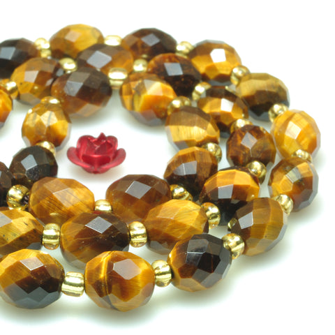 Natural yellow tiger eye stone faceted rice beads wholesale gemstone jewelry making bracelet necklace diy