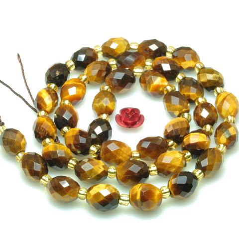 Natural yellow tiger eye stone faceted rice beads wholesale gemstone jewelry making bracelet necklace diy