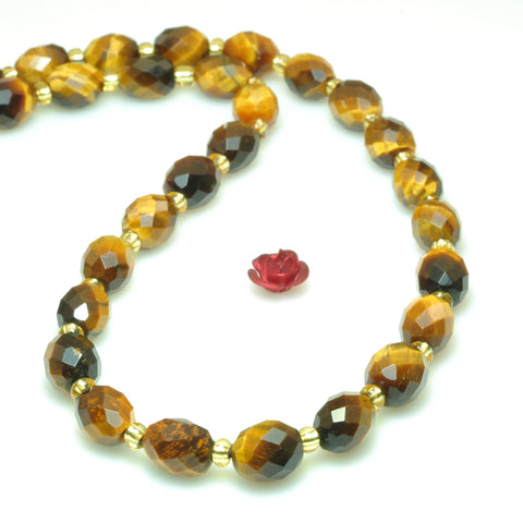 Natural yellow tiger eye stone faceted rice beads wholesale gemstone jewelry making bracelet necklace diy