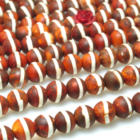 Tibetan agate dzi oneline agate matte round beads loose gemstone wholesale jewelry making bracelet diy stuff