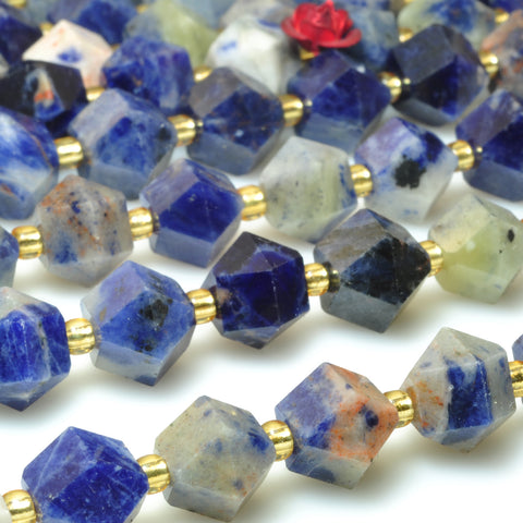 Natural orange sodalite faceted geometry cut beads wholesale gemstone jewelry making bracelet necklace diy