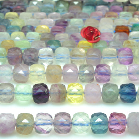 Natural rainbow fluorite faceted cube loose beads wholesale gemstone jewelry making bracelet necklace diy