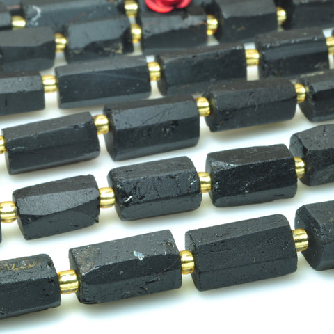 Natural raw black tourmaline rough nugget tube beads wholesale gemstone jewelry making bracelet necklace diy