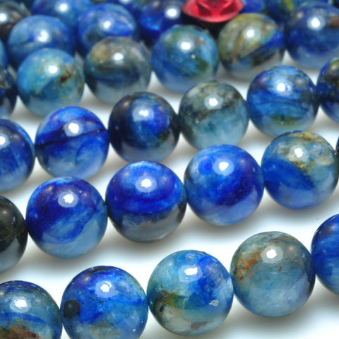 Natural Kyanite gemstone smooth round loose beads wholesale jewelry making bracelet necklace diy