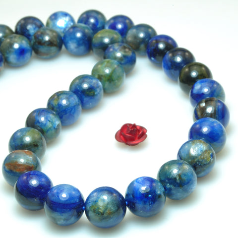 Natural Kyanite gemstone smooth round loose beads wholesale jewelry making bracelet necklace diy