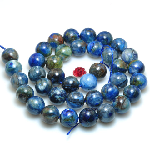 Natural Kyanite gemstone smooth round loose beads wholesale jewelry making bracelet necklace diy