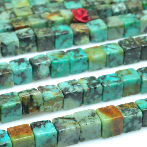 Natural african turquoise smooth cube beads green gemstone wholesale jewelry making bracelet diy