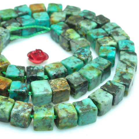 Natural african turquoise smooth cube beads green gemstone wholesale jewelry making bracelet diy