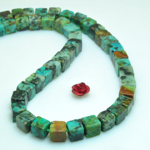 Natural african turquoise smooth cube beads green gemstone wholesale jewelry making bracelet diy