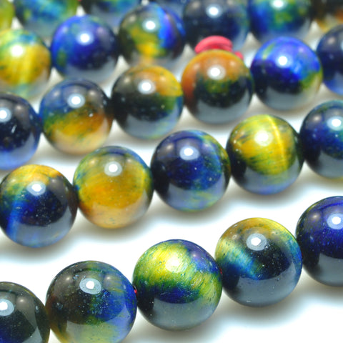 Galaxy tiger eye stone smooth round loose beads wholesale gemstone jewelry making bracelet necklace diy