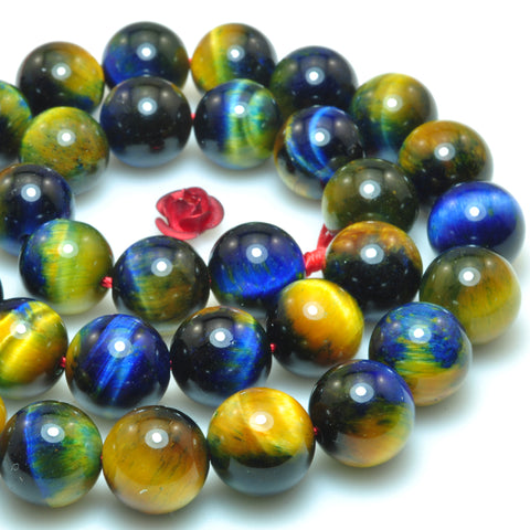 Galaxy tiger eye stone smooth round loose beads wholesale gemstone jewelry making bracelet necklace diy