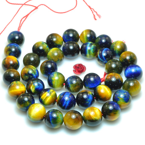 Galaxy tiger eye stone smooth round loose beads wholesale gemstone jewelry making bracelet necklace diy