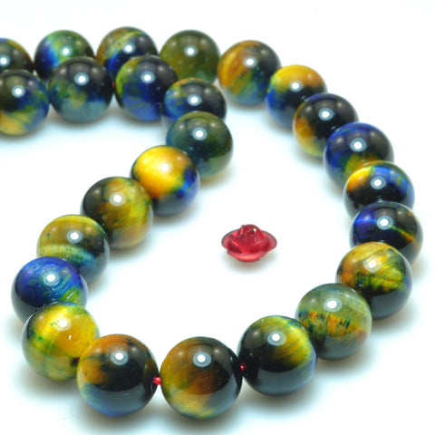 Galaxy tiger eye stone smooth round loose beads wholesale gemstone jewelry making bracelet necklace diy