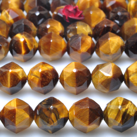 Natural yellow tiger eye diamond cut faceted nugget beads gemstone wholesale jewelry making bracelet necklace diy