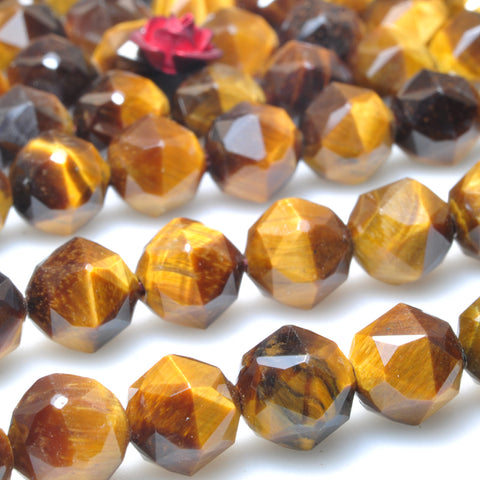 Natural yellow tiger eye diamond cut faceted nugget beads gemstone wholesale jewelry making bracelet necklace diy