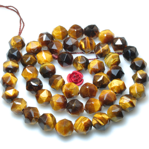 Natural yellow tiger eye diamond cut faceted nugget beads gemstone wholesale jewelry making bracelet necklace diy