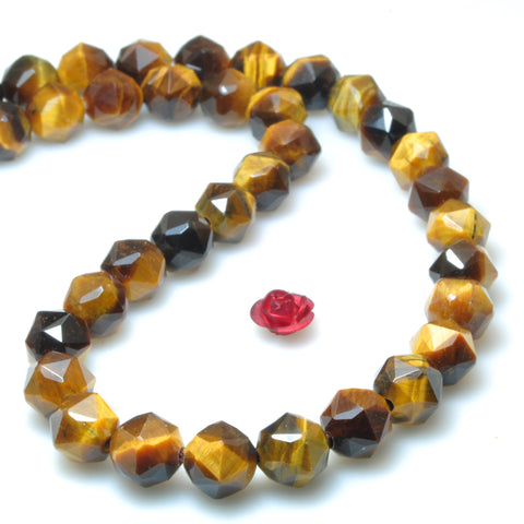 Natural yellow tiger eye diamond cut faceted nugget beads gemstone wholesale jewelry making bracelet necklace diy