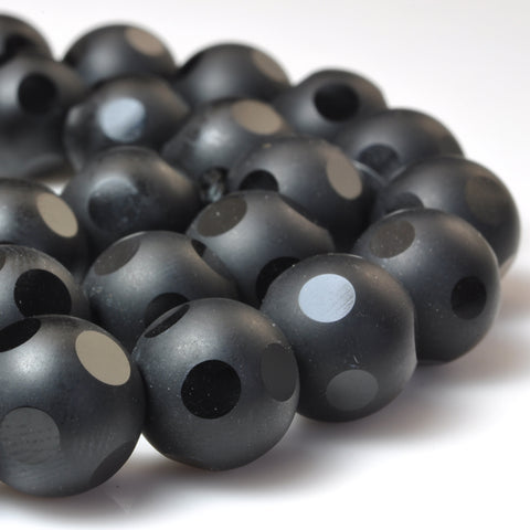 Black Onyx matte faceted round loose beads wholesale gemstone jewelry making diy bracelet