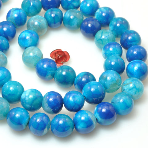 Blue Fire Agate smooth round loose beads wholesale gemstone jewelry making 8mm 10mm 15"