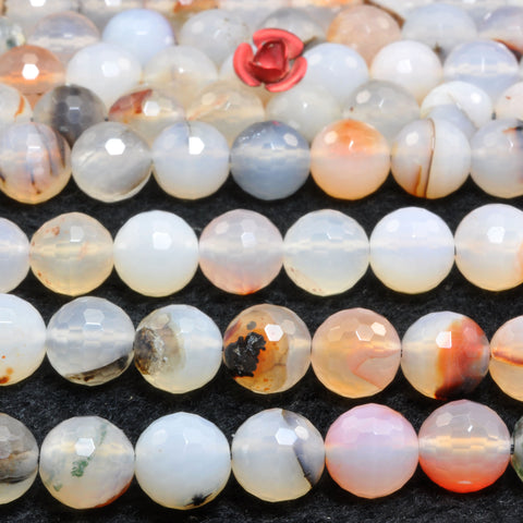 Natural Dendritic Agate faceted round loose beads wholesale gemstone jewelry making bracelet necklace diy stuff