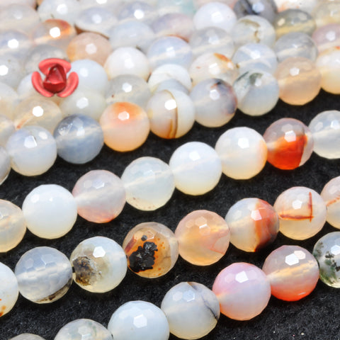 Natural Dendritic Agate faceted round loose beads wholesale gemstone jewelry making bracelet necklace diy stuff