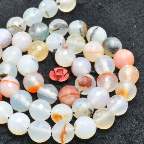 Natural Dendritic Agate faceted round loose beads wholesale gemstone jewelry making bracelet necklace diy stuff