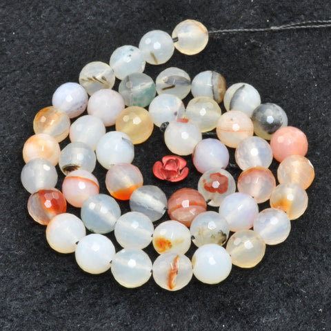 Natural Dendritic Agate faceted round loose beads wholesale gemstone jewelry making bracelet necklace diy stuff