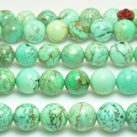 Green turquoise smooth round loose beads wholesale gemstone jewelry making bracelet diy stuff