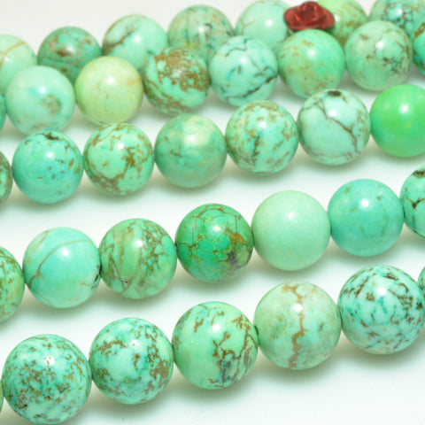 Green turquoise smooth round loose beads wholesale gemstone jewelry making bracelet diy stuff