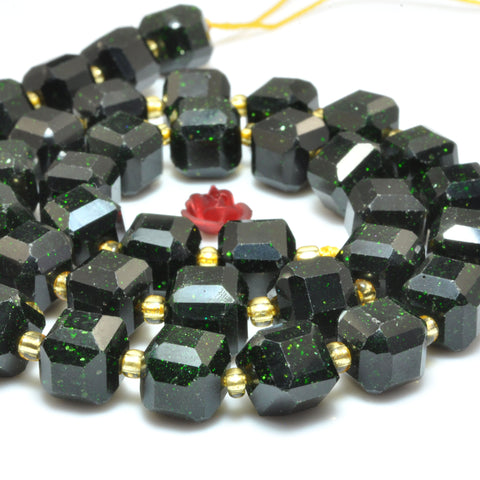 Green Sandstone faceted cube beads goldstone beads wholesale loose gemstones for jewelry DIY making bracelet necklace