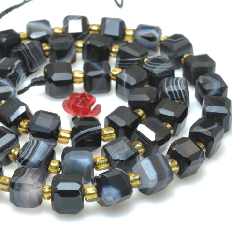 Black Banded Agate Natural Stone faceted cube loose beads wholesale gemstones for jewelry making DIY bracelets necklace