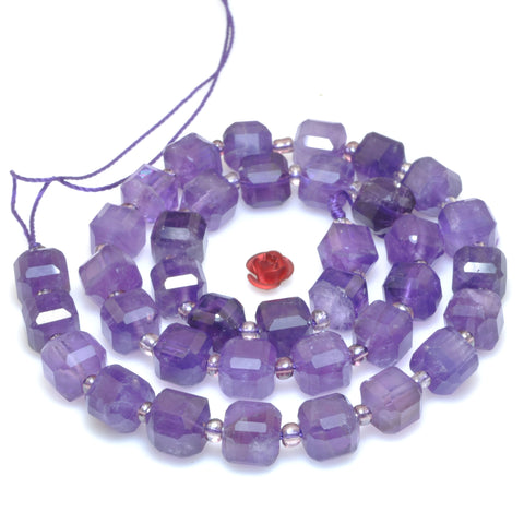 Natural Amethyst faceted cube loose beads purple crystal stone wholesale gemstones for jewelry making DIY bracelet necklace supplies