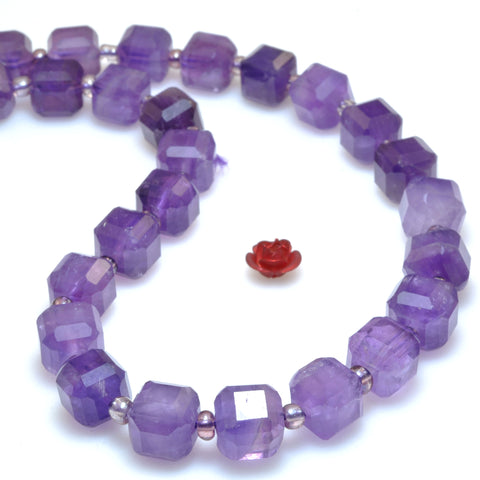 Natural Amethyst faceted cube loose beads purple crystal stone wholesale gemstones for jewelry making DIY bracelet necklace supplies