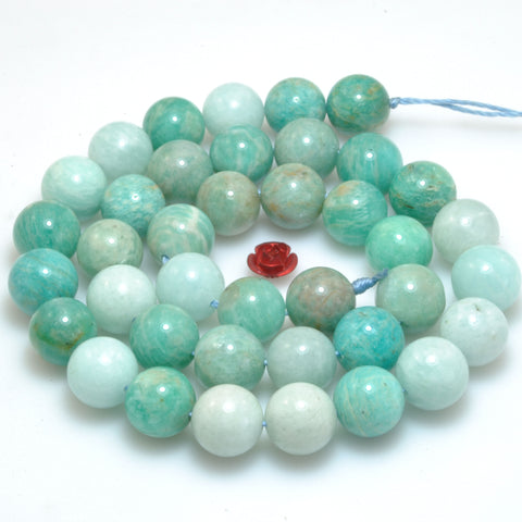 Natural Amazonite Smooth round loose beads wholesale gemstones for jewelry making DIY bracelets necklace 15"