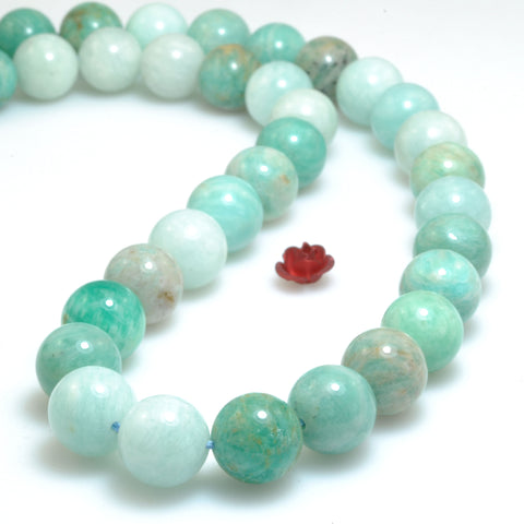 Natural Amazonite Smooth round loose beads wholesale gemstones for jewelry making DIY bracelets necklace 15"