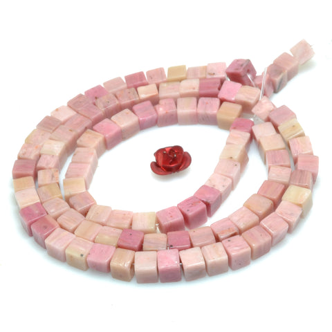 Natural Pink Rhodonite smooth cube loose beads wholesale gemstone for jewelry making DIY