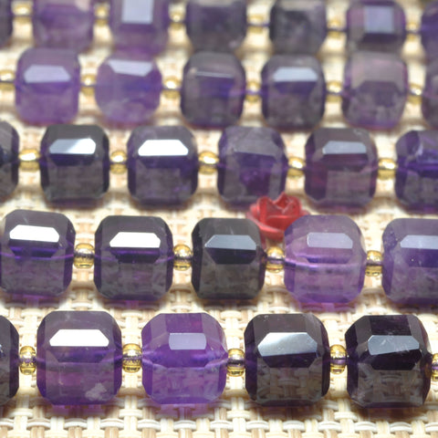 Natural Amethyst Dark Purple Stone faceted cube loose beads wholesale gemstones for jewelry making DIY