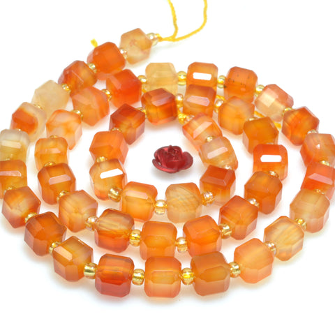 Natural Rainbow Agate orange red faceted cube beads wholesale loose gemstone for jewelry making DIY