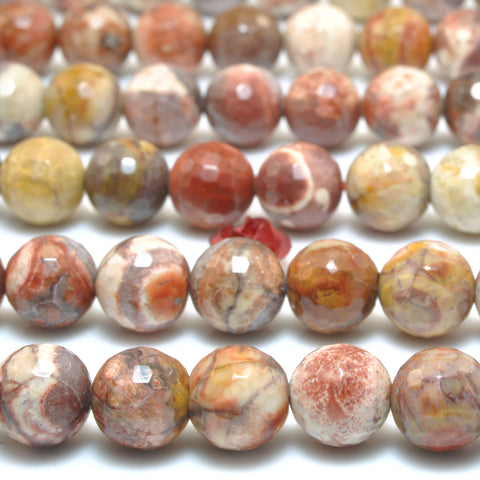 YesBeads Natural Rhyolite Birds Eye faceted round loose beads gemstone wholesale jewelry making 15"