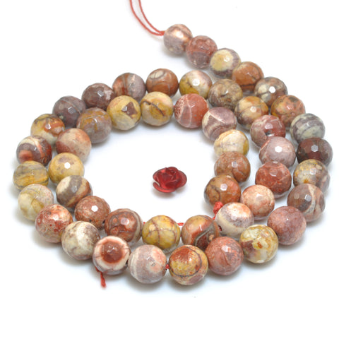 YesBeads Natural Rhyolite Birds Eye faceted round loose beads gemstone wholesale jewelry making 15"
