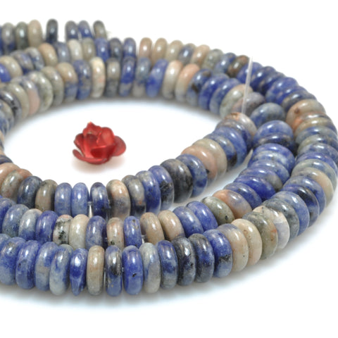 Natural Orange Blue Sodalite smooth rondelle spacer beads loose gemstone semi precious stone for jewelry diy making bracelet necklace