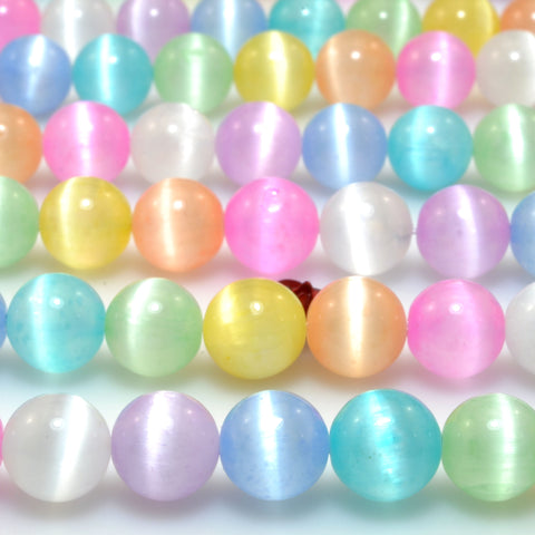 Rainbow Selenite Calcite Multicolor stone smooth round loose beads wholesale gemstone for jewelry making bracelets necklace DIY